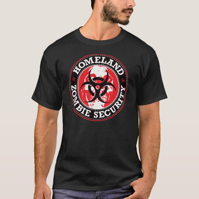 Heimat-Zombie-Sicherheits-Schädel - Rot T-Shirt (Vorderseite)