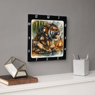 Heimatreise: Versteckter Pfad Tigerherz Quadratische Wanduhr