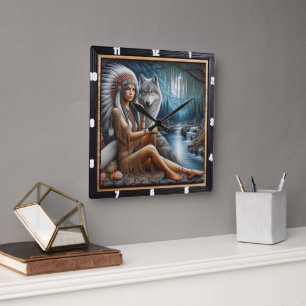 Heimatreise: Verstecktes Waldherz Quadratische Wanduhr