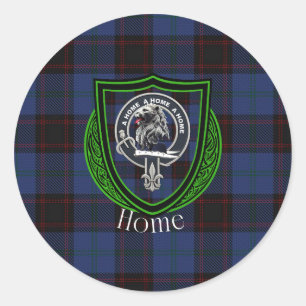 Heimatschottischer Clan-Tartan und -Wappen Runder Aufkleber