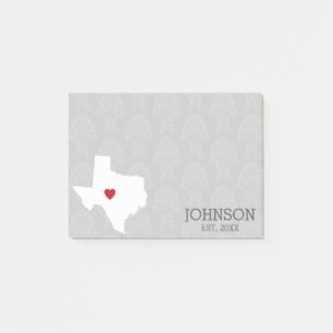 Heimatstaat-Kartendesign - Texas mit individuellem Post-it Klebezettel