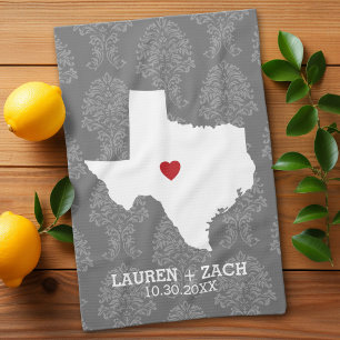 Heimatstaat-Kartenkunst - Individuelle Hochzeit Te Handtuch