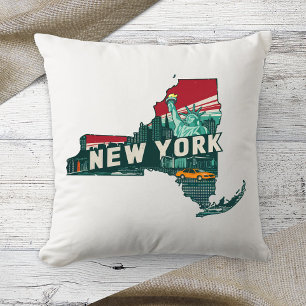 Heimatstaat Retro-Farbe New York Kissen