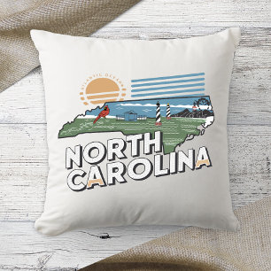 Heimatstaat Retro-Farbe North Carolina Kissen