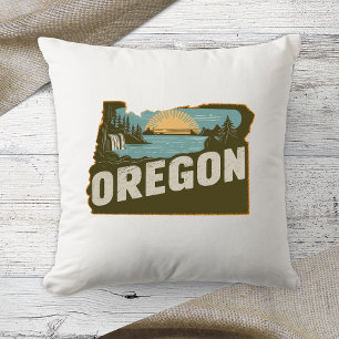 Heimatstaat Retro-Farbe Oregon Kissen