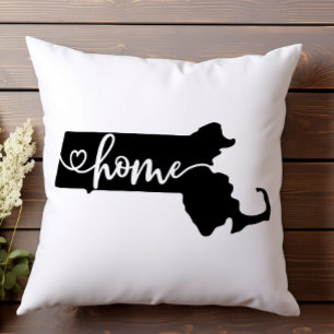 Heimatstaat Umriss Herz Massachusetts Kissen