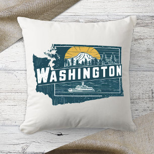 Heimatstaat Washington Retro-Farbe  Kissen