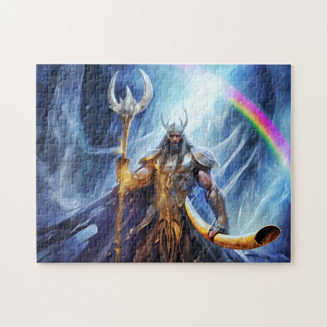 Heimdall and horn Gjallarhorn at bifrost bridge Puzzle (Horizontal)