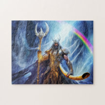 Heimdall und Horn Gjallarhorn an der Bifrost-Brück