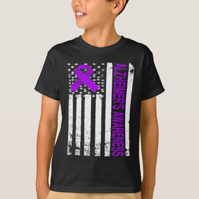 Heimerheimer-Bewusstsein - Lila Band der US-Flagge T-Shirt (Vorderseite)