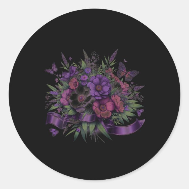 Heimerheimer Violette Florale Stiefmütterchen Deme Runder Aufkleber (Vorderseite)