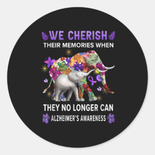 Heimers Awareness Shirt Elephant Erinnerungen Lila Runder Aufkleber
