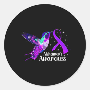 Heimers Disease und Hummingbird Lila Awareness Ri Runder Aufkleber
