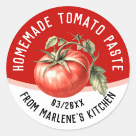 Heimgemachte Tomatencreme mit roter Tomate Runder Aufkleber