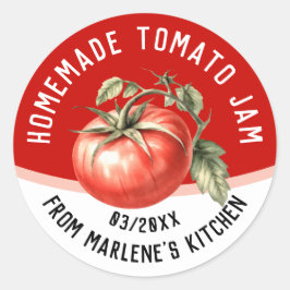 Heimgemachte Tomatenkonfitüre mit roter Tomate Runder Aufkleber