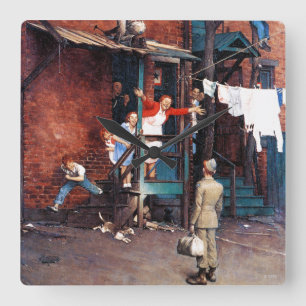 Heimkehr G.I. Quadratische Wanduhr