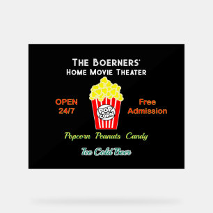 Heimkino-Popcorn-Kaltbier-Acrylschild Acrylschild