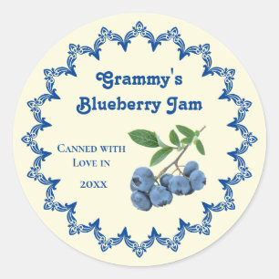 Heimkonserven Vintage Blaubeermarmelade Lebensmitt Runder Aufkleber