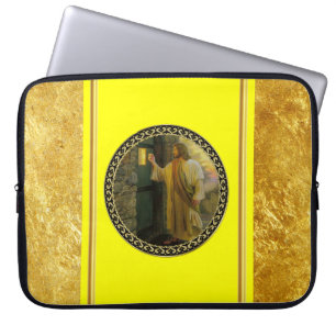 Heimsuchung bei Morgengrauen Jesus klopft an eine  Laptopschutzhülle