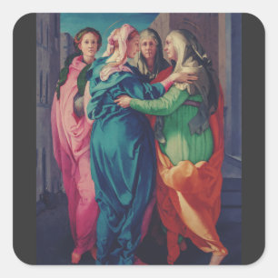Heimsuchung der Jungfrau von Pontormo Quadratischer Aufkleber