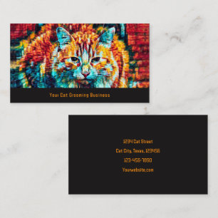 Heimtiere Katze Orange Blue Black Grooming Busines Visitenkarte