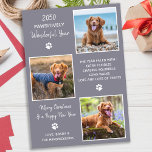 Heimtierjahr im Überblick Niedlich Moderne 3 Hunde Feiertagskarte<br><div class="desc">Die neue Kollektion von Ferienkarten, die sich perfekt für Tierliebhaber und Haustierbesitzer eignet! Unsere "Pawsively Wonderful Year"-Karten zeigen Ihre wütenden Familienmitglieder auf niedliche, moderne und lustige Art und Weise. Diese Karten sind stilvoll und feierlich, mit einer Foto-Collage Ihrer Haustiere das ganze Jahr über. Unsere Karten sind so konzipiert, dass die...</div>