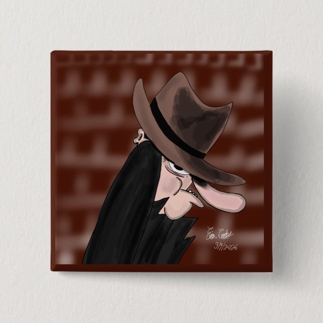 Heimtückischer Schurke Cartoon-Charakter Button (Vorderseite)