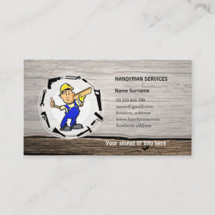 Heimwerker hält businesscard instand visitenkarte