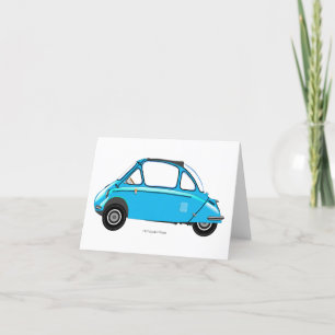 Heinkel Trogan Bubble Auto Grußkarte. Dankeskarte