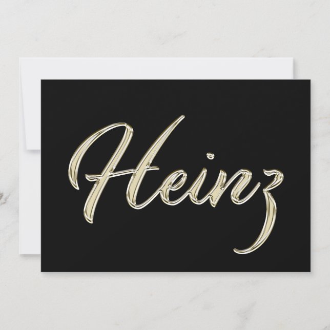 Heinz Name white gold Handwriting Karte (Vorderseite)