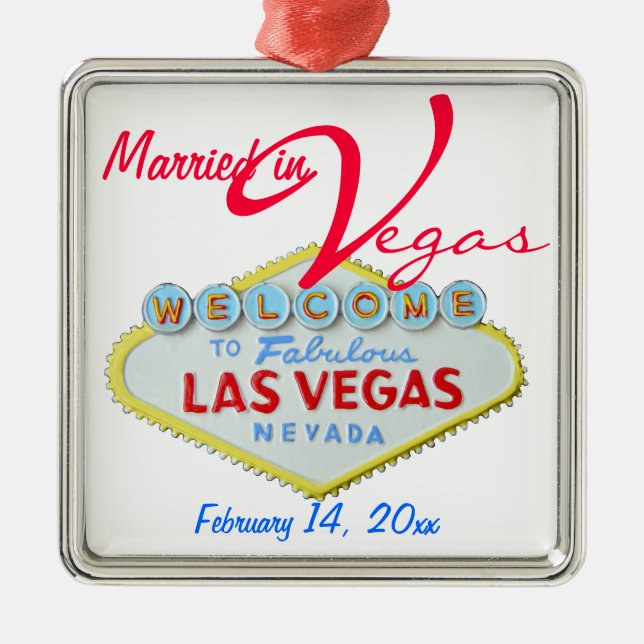 Heirat-Feier Las Vegass Nevada Ornament Aus Metall (Vorne)