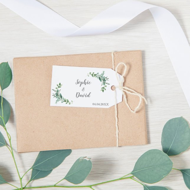 Heirat Laurie Eucalyptus Geschenkanhänger (Etiquettes cadeaux invités mariage eucalyptus)