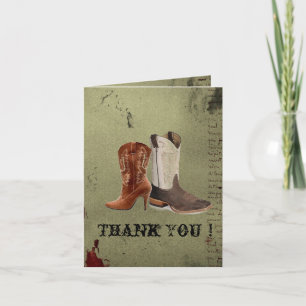 Heirat mit Western-Cowboy-Stiefeln Hochzeit Dankeskarte