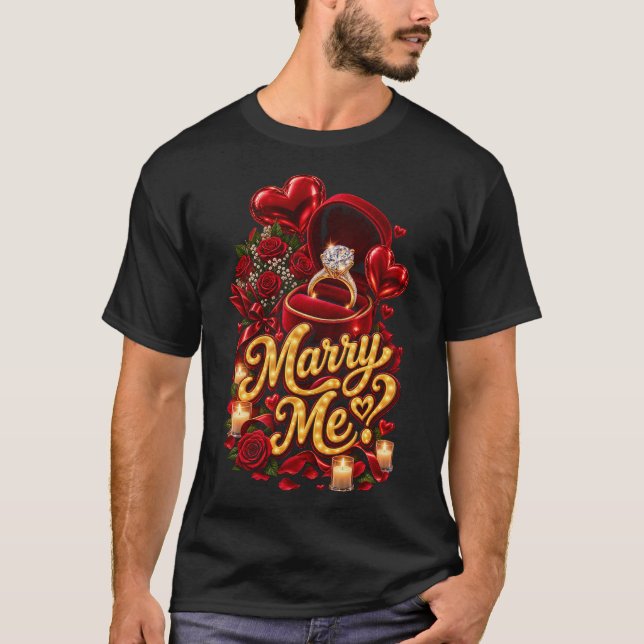 Heirate mich? Romantischer Ring T-Shirt (Vorderseite)