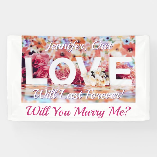 Heiraten Sie mich? Foto der Liebe, Name und Mittei Banner (Horizontal)