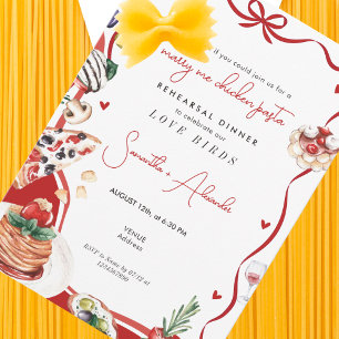 Heiraten Sie mich Hähnchen-Pasta Hochzeitsprobe-Di Einladung
