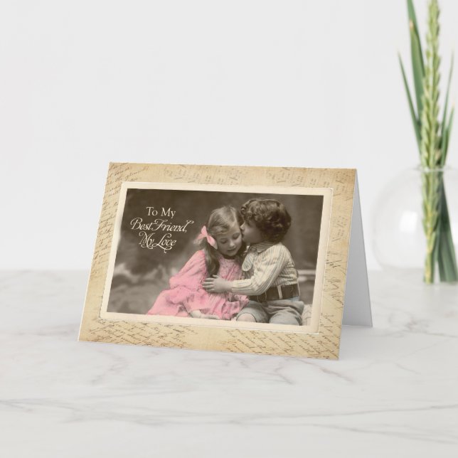 Heiraten Sie mich, Heiratsvorschlag, Vintager Kuss Karte (Vorderseite)