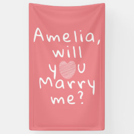 Heiraten Sie mich Herzrosa Romantischer Vorschlag Banner