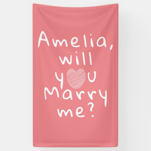 Heiraten Sie mich Herzrosa Romantischer Vorschlag Banner (Vertikal)