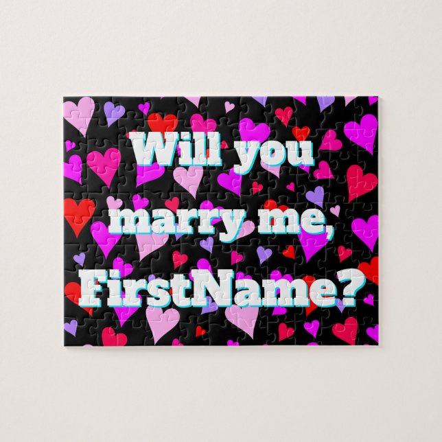 "Heiraten Sie mich" + Individueller Name + Puzzle (Horizontal)