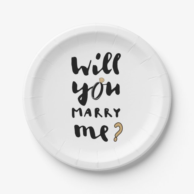Heiraten Sie mich? Pappteller (Vorderseite)