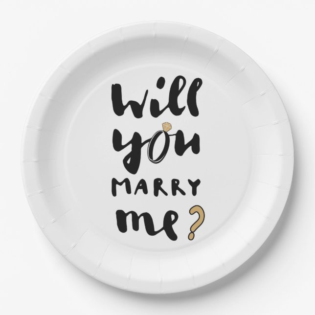 Heiraten Sie mich? Pappteller (Vorderseite)