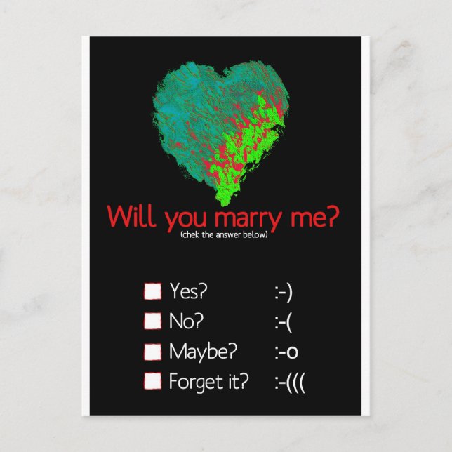 Heiraten Sie mich? Postkarte (Vorderseite)