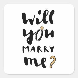 Heiraten Sie mich? Quadratischer Aufkleber