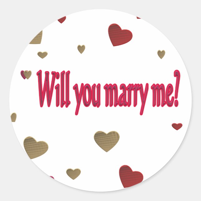 Heiraten Sie mich? Runder Aufkleber (Vorderseite)