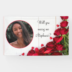 Heiraten Sie mich Valentinstag Rose des roten Herz Banner