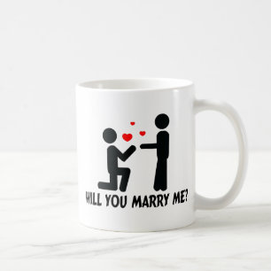Heiraten Sie mich verbogen Knie-Mann u. Mann Kaffeetasse