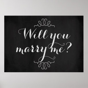 Heiraten Sie mich? Verlobung-Chalkboard-Poster Poster