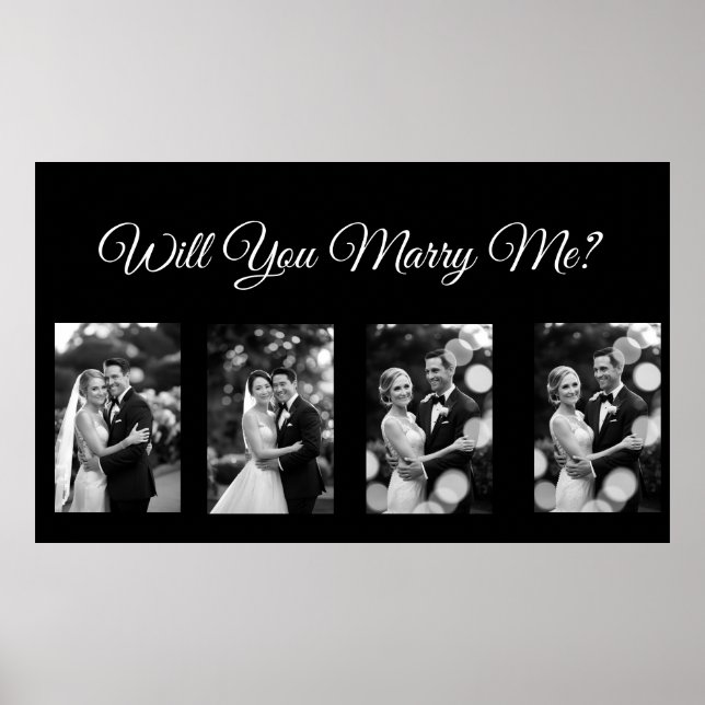 Heiraten Sie mich Vorschlag Banner mit 4 Fotos Poster (Vorne)