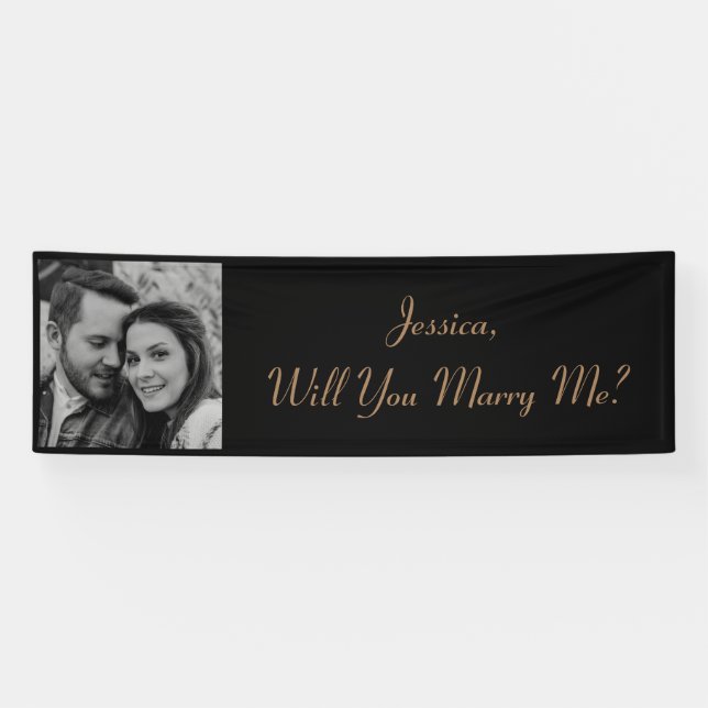 Heiraten Sie mich? | Vorschlag für Foto Schwarz/We Banner (Horizontal)